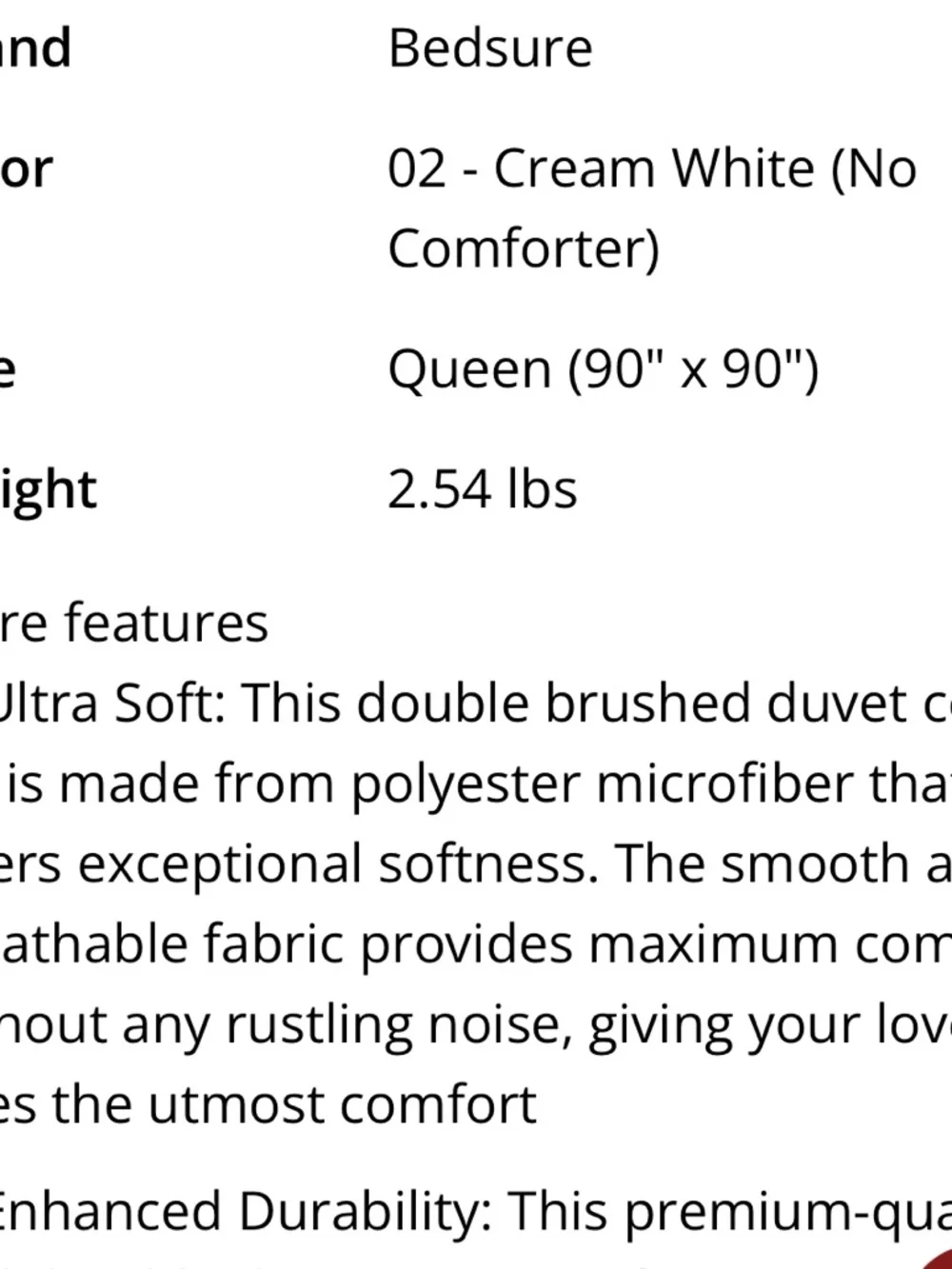 Queen Duvet Set 3Pc Microfiber Cream White